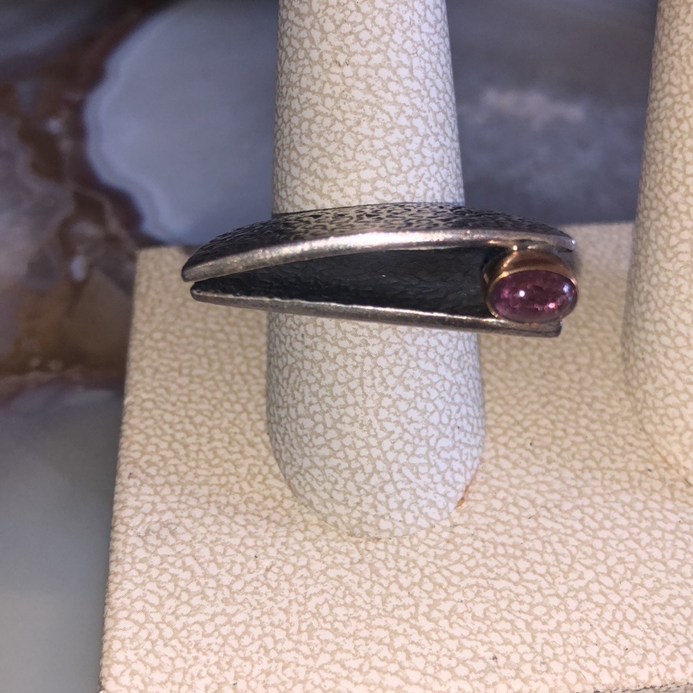 Asymmetrical Modern Amethyst Sculpted BORA designer Ring- sz 8